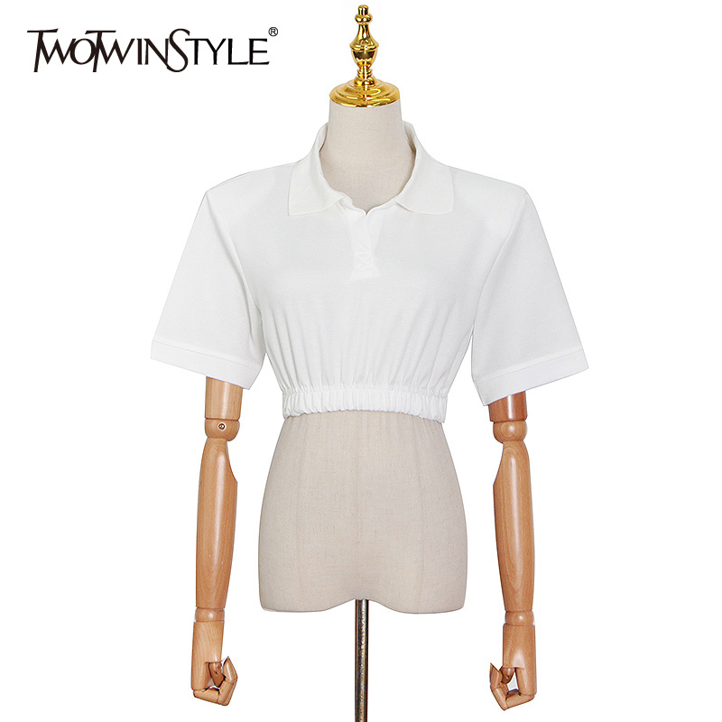 TWOWINSYLE White Casual Shirt For Women Lapel Short Sleeve Minimalist Shirts Female Summer Fashion Clothing 210524, Black
TWOWINSYLE White Casual Shirt For Women Lapel Short Sleeve Minimalist Shirts Female Summer Fashion Clothing 210524, Black