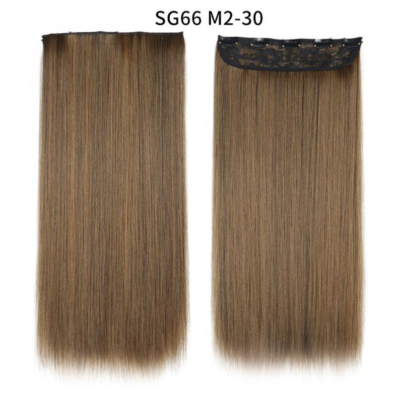 Synthetic Wigs Budabuda 22inch Long Straight 5 Clips In Hair Black Brown High Tempreture Ombre Piece For White Women