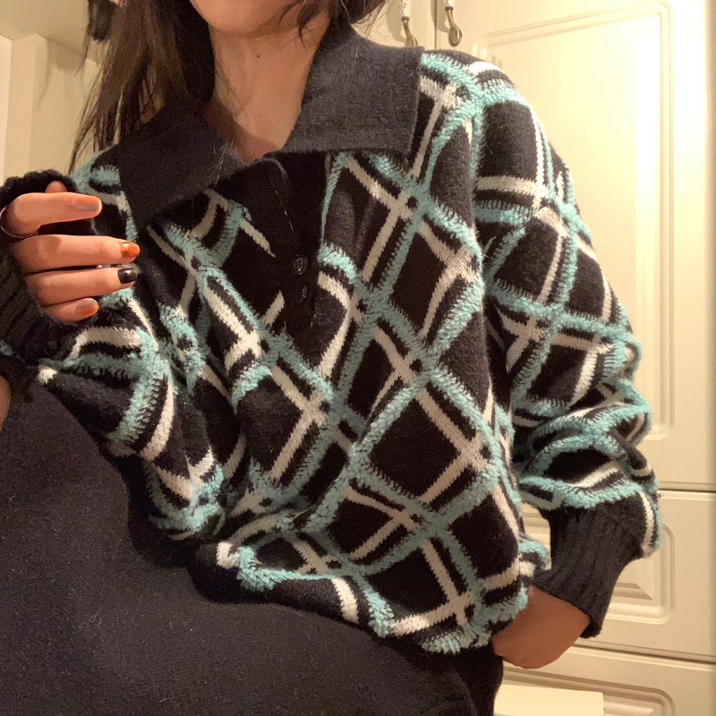 2 Colors 2021 Autumn Winter Women Pullovers And Sweaters preppy style Female Plaid knitted Vintage Sweater female (C9946), White;black
2 Colors 2021 Autumn Winter Women Pullovers And Sweaters preppy style Female Plaid knitted Vintage Sweater female (C9946), White;black