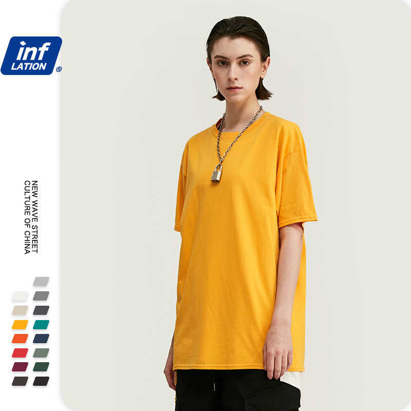INFLATION Summer Men T-shirt Multicolor Short Sleeve T-Shirt Unisex 100% Cotton Tee Shirts Round Neck Casual Tees 035S16 210629