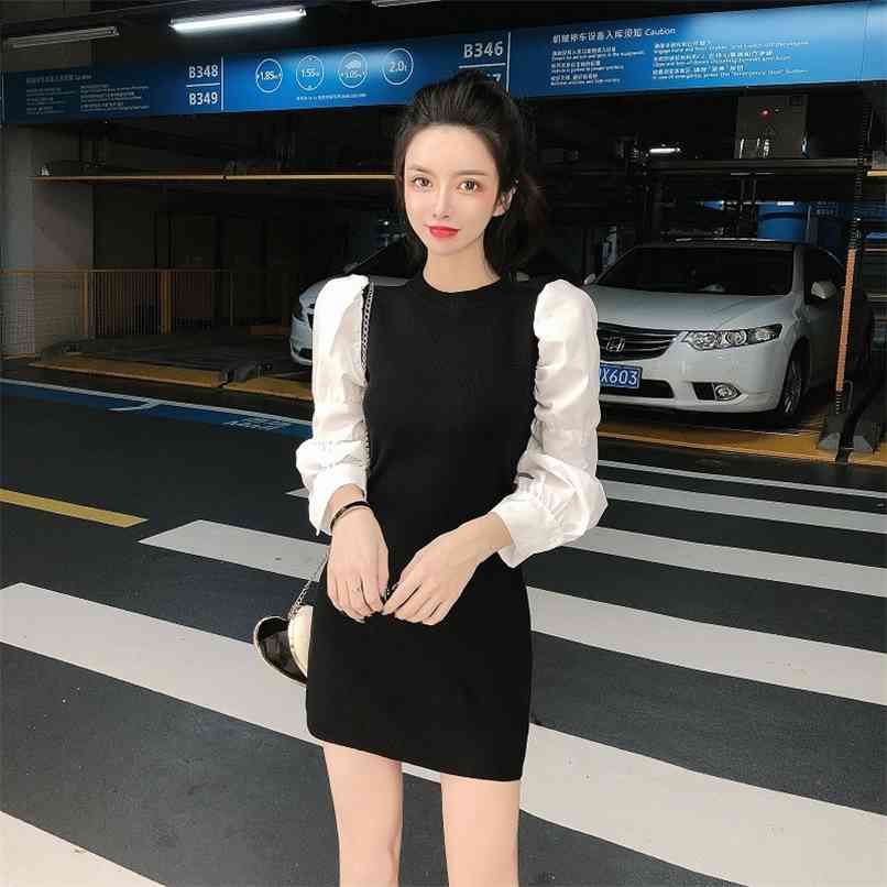 Korean Chic Dress Women Fake Two Piece Slim Midi Knitted Dresses Ladies Vintage Elegant Long Puff Sleeve Party Vestidos Sexy dre 210520, Black
Korean Chic Dress Women Fake Two Piece Slim Midi Knitted Dresses Ladies Vintage Elegant Long Puff Sleeve Party Vestidos Sexy dre 210520, Black
