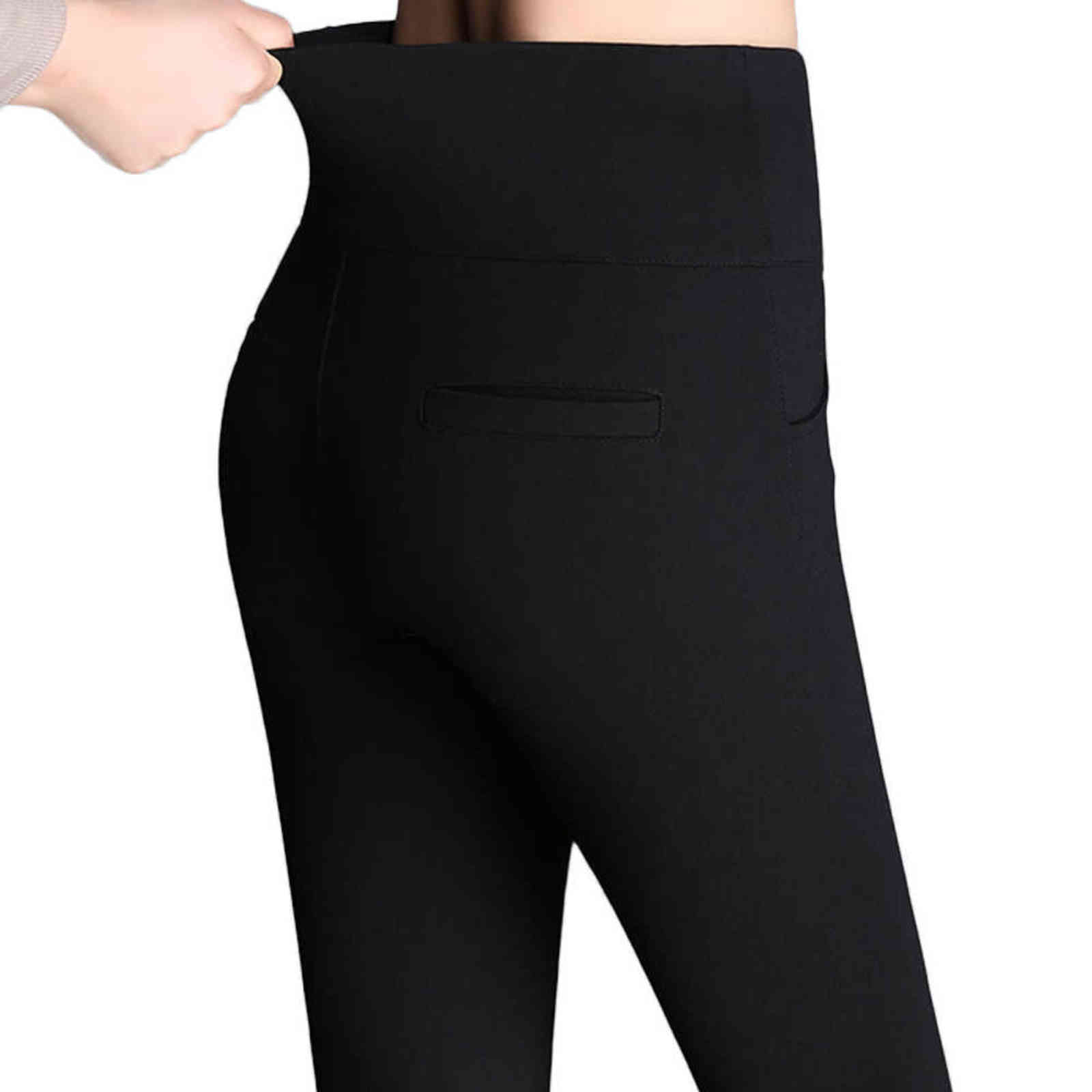 Plus Size Pencil Pants For Women High Waist Stretch Leggings Vintage Office Lady Black Casual Trousers Pantalons Femme 211124