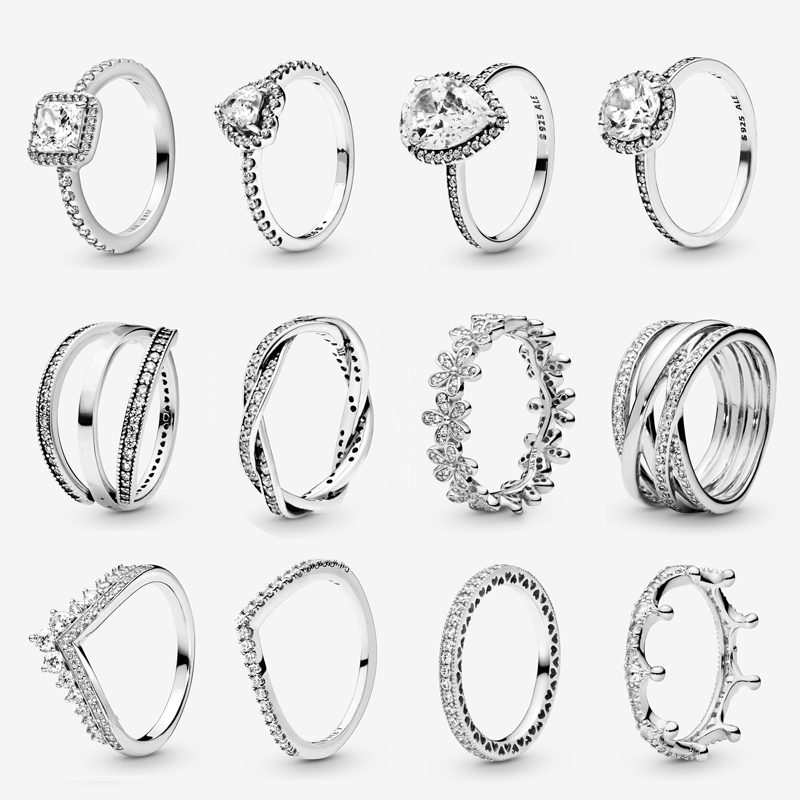 Women 925 Sterling Silver Wedding Rings Fine Jewelry Fit Pandora Style CZ Diamond Ring With Original Box Top Quality Ladies Engagement Gift
Women 925 Sterling Silver Wedding Rings Fine Jewelry Fit Pandora Style CZ Diamond Ring With Original Box Top Quality Ladies Engagement Gift