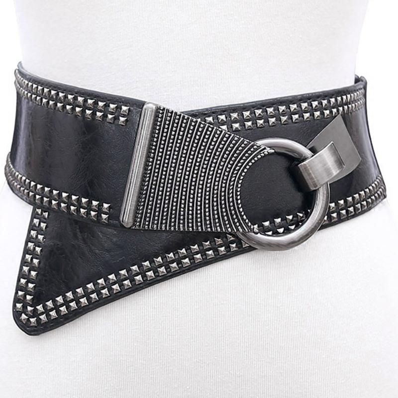 Women Leather European Style Elastic Punk Belt Buckle Wide Rocker Metal Round Belts, Black;brown
Women Leather European Style Elastic Punk Belt Buckle Wide Rocker Metal Round Belts, Black;brown