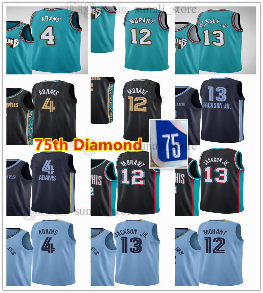 75th Anniversary Diamond Basketball Jerseys 2021/22 Ja Morant 12 Steven Adams 4 Jaren Jackson Jr. 13 City Black White Blue Earned Men Women Kids Youth Edition от DHgate WW