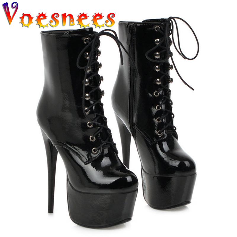 Boots Female 2021 Nightclub Lacquered Leather Short Tube Mid-Calf Women's Autumn Winter Korean Lace Up Sexy Thin Heel 16cm, Black
Boots Female 2021 Nightclub Lacquered Leather Short Tube Mid-Calf Women's Autumn Winter Korean Lace Up Sexy Thin Heel 16cm, Black
