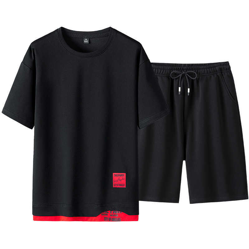 Men Casual Set Fashion Track Suit Shorts Jogger Sets 2 PCS Oversize Sweat Suit Male Sportswear Tracksuit Summer Sportsuit 210603