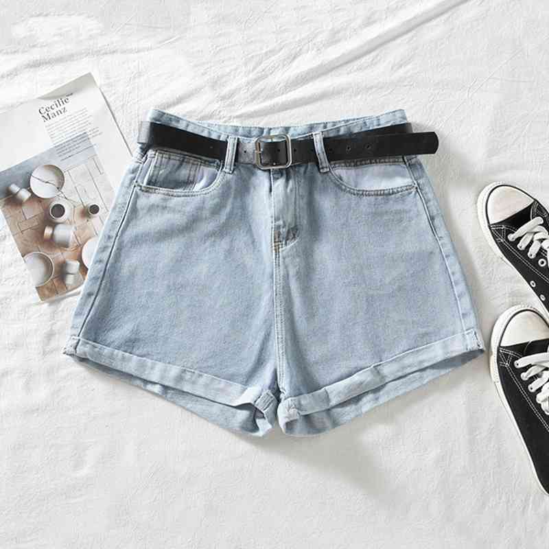 Women High Waist Denim Shorts Summer Streetwear Casual Blue Woman Wide Leg With Belt Jeans 210602, Blue with belt
Women High Waist Denim Shorts Summer Streetwear Casual Blue Woman Wide Leg With Belt Jeans 210602, Blue with belt
