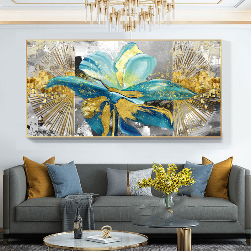Golden Flower Canvas Paintings Abstract Art Poster and Print Modern Pictures For Living Room Nordic Simple Gold Foil Wall Decor