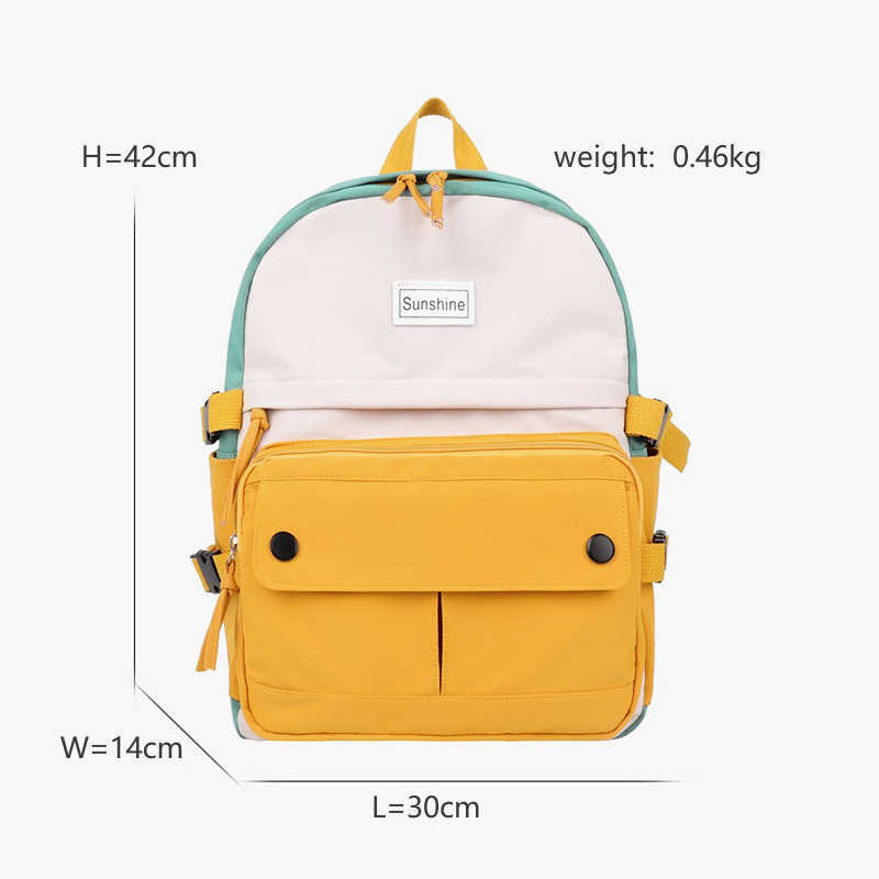 Stitching Contrast Women's Backpack Fashion Harajuku Cute Student Canvas School Bag Kawaii Girl Casual Travel Backpack Female 210922