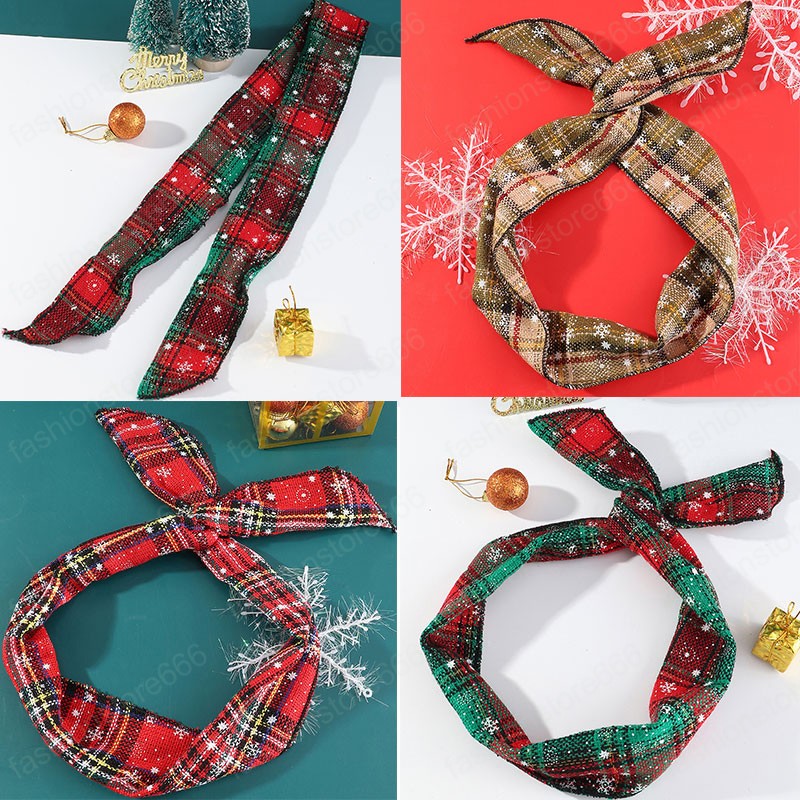 Christmas Style Elastic Hair Bands Women Fashion Striped Bow Headband Korean Style Festival Bowknot Headwear Hair Accessories