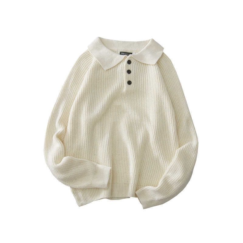 Sweater Turn-down Collar Solid Simple All-match Korean Style Daily Soft Warm Knitting Sweater Loose Trendy 211011Z