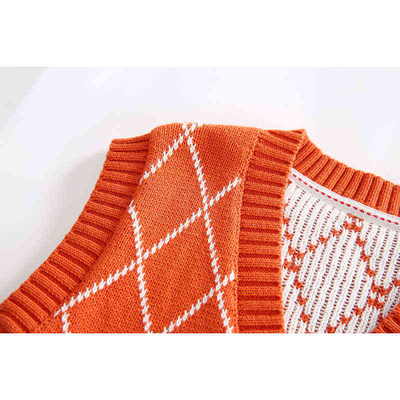 Autumn Kids Boys Girls Sleeveless Grid Sweater Vest Children Clothing Winter Baby Kids Boys Girls Pullover Sweaters Vest Y0925