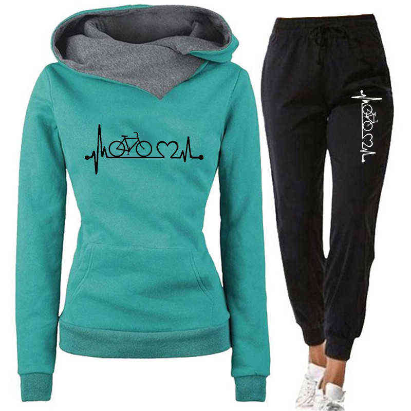 Female Hoodies+Pants Suits Women's Tracksuit Winter Outfits Spring Autumn Sweatshirts Women Clothing 211108