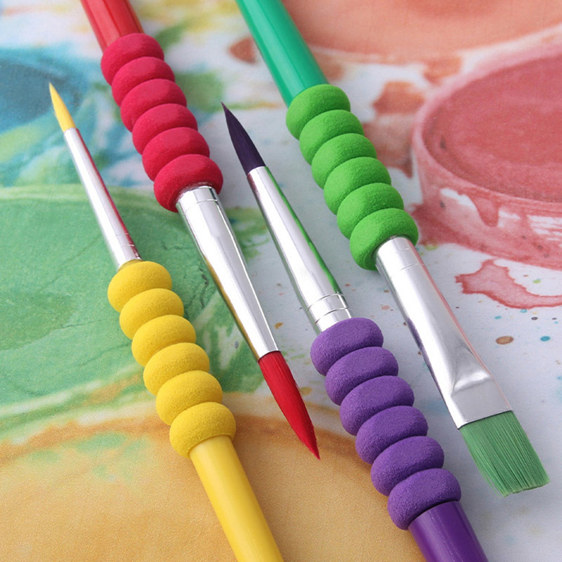 4Pcs/Set Plastic Handle Nylon Hair Watercolor Paint Pen Artist Paint Brush Children's Supplies Multi Purpose
