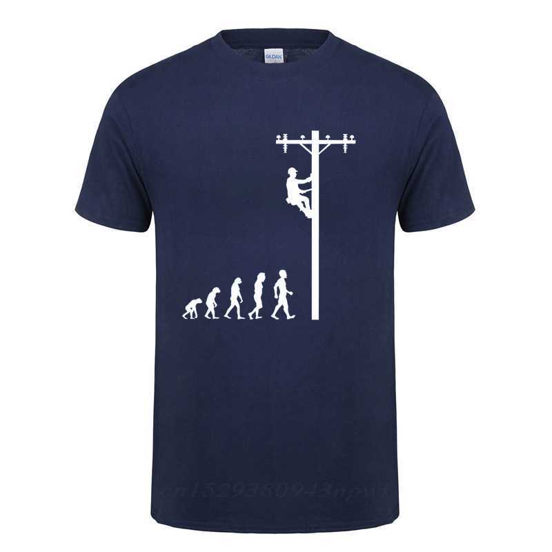 Evolution Of Lineman T-Shirt Funny Birthday Gift For Electrician Men Dad Papa Father Husband Short Sleeve O Neck Cotton T Shirt 210629