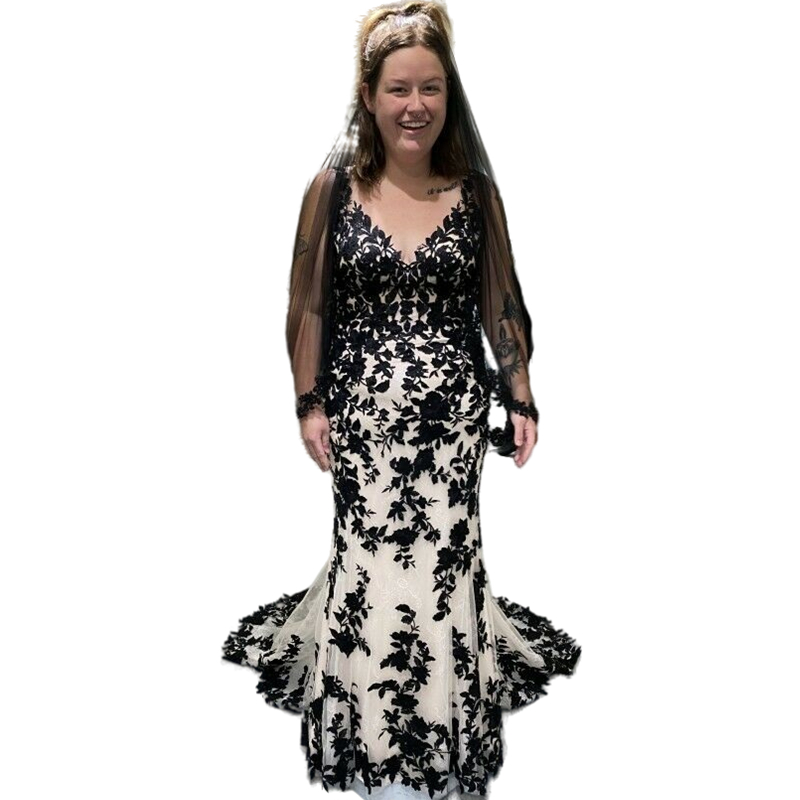 Gothic Black And White Mermaid Wedding Dress Sleevless Sexy Backless Vintage Bridal Gowns Plus Size Bride Wedding Dresses 2022 Vestido De Novia