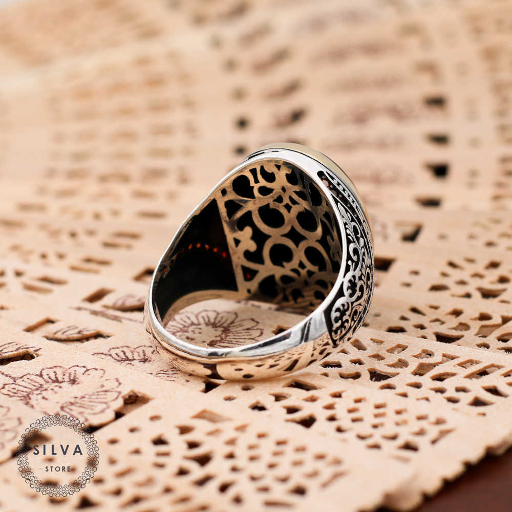 Agate Aqeeq 925 silver men's ring. Men's jewelry stamped with silver stamp 925 All sizes are available 210623