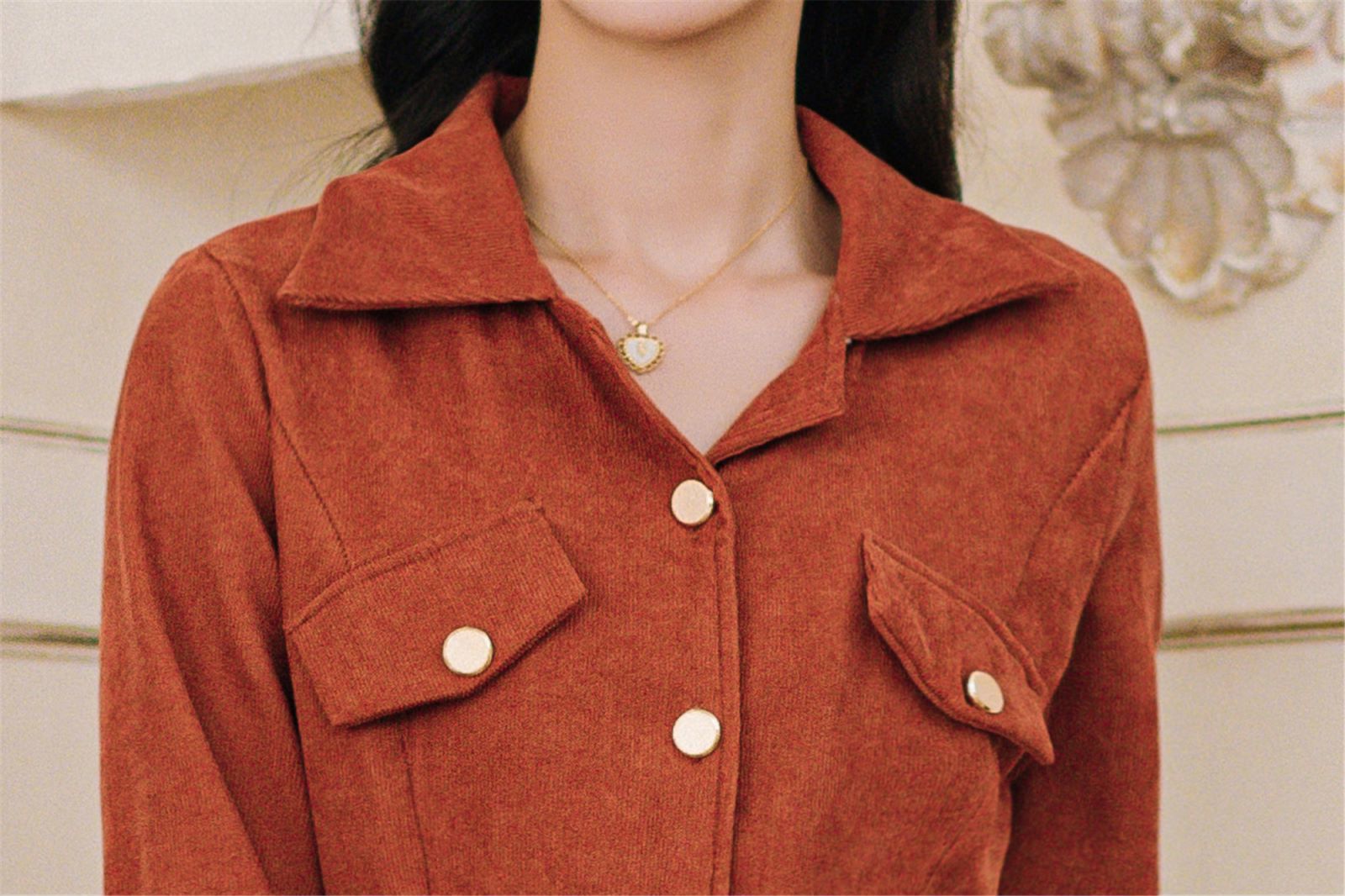 Autumn And Winter Full Sleeve Women Solid Turn-Down Collar Corduroy Dresses Vintage Elegant Long Vestidos 210520