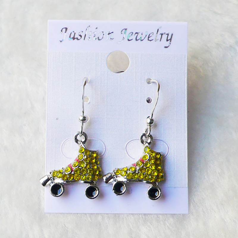 Softball Earrings Party Supplies Stud Crystal Rhine Stone Post Sier Bling Yellow11MM Sport And Fashion Free shipping