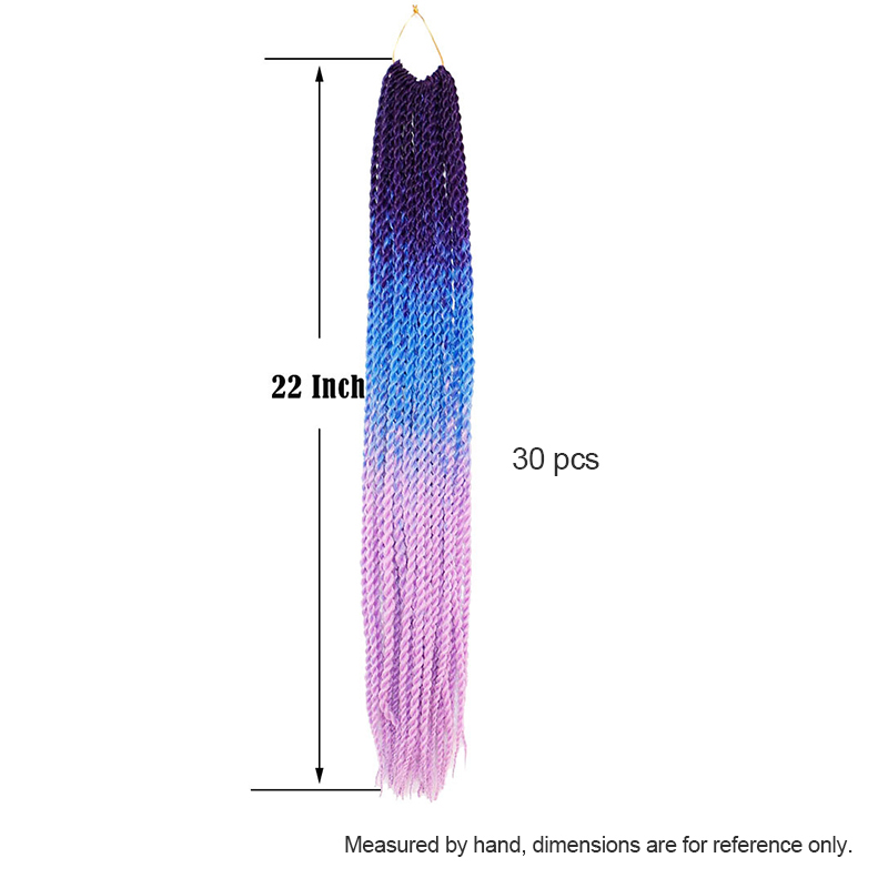 22 Inch Synthetic Hair Extensions Color Gradient Two Strand Braids 3 Colors Gradients Twos Strands Dirty Braidss Hair Crochet Wig WH0524