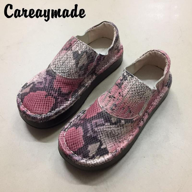 Careaymade- Snake Skin Pattern Single Shoes Top Layer Cowhide Low Korean Women's Muffin Thick Bottomed Casual Dress, Black 
Careaymade- Snake Skin Pattern Single Shoes Top Layer Cowhide Low Korean Women's Muffin Thick Bottomed Casual Dress, Black