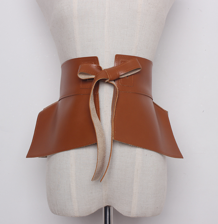 2020 New spring summer faux leather ruffles Peplum Belt Waistband fashion Waist Skirt Women Accessories Tide All-match LJ200923