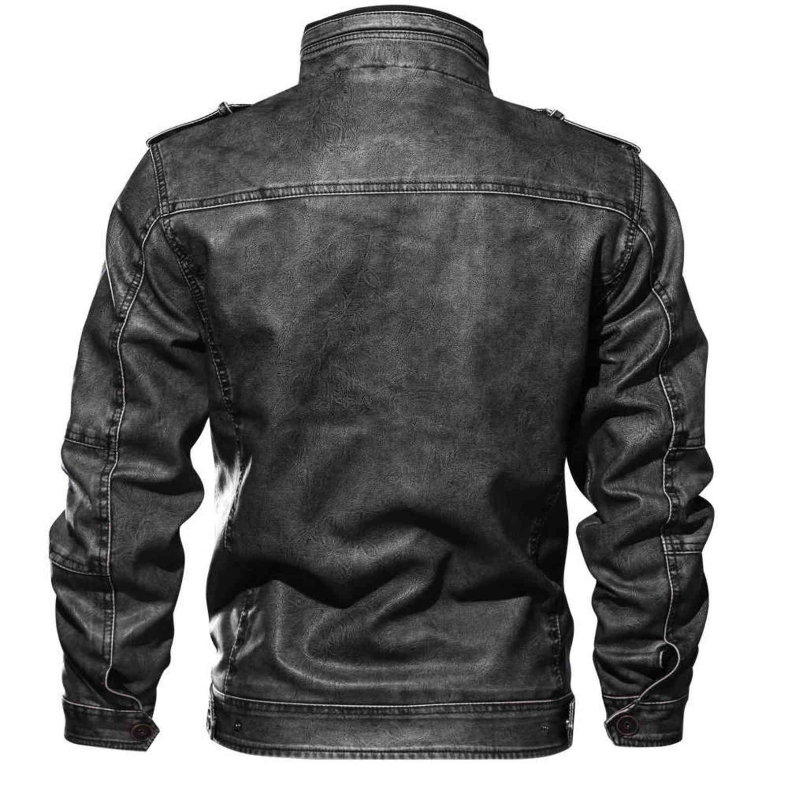 High Quality Mens Leather Jackets Men Motorcycle Jacket Stand Collar Zipper Pockets PU Coats Biker Faux Fashion Outerwear M-8XL 211111