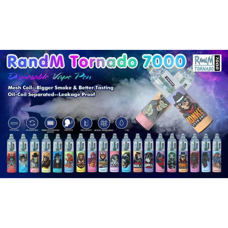 Original RandM Tornado 7000 puffs Electronic Cigarettes Disposable rm Disposable Pod Device Type-C Recgarge with 6 colors RGB Light R&M
Original RandM Tornado 7000 puffs Electronic Cigarettes Disposable rm Disposable Pod Device Type-C Recgarge with 6 colors RGB Light R&M