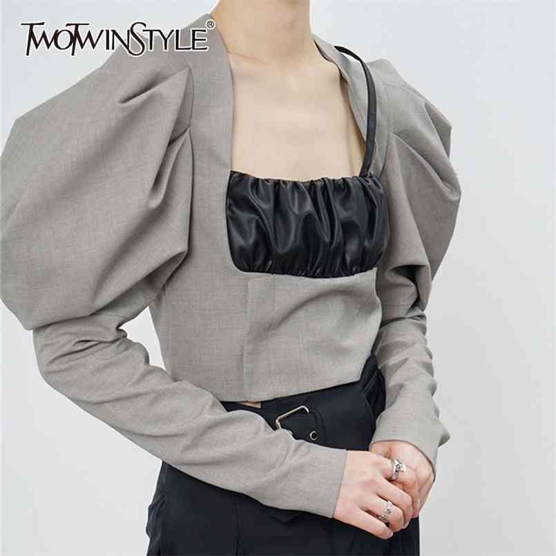 Vintage Patchwork Hit Color Shirt For Women Square Collar Puff Long Sleeve Short Tops Female Fashion Clothing 210524, Gray
Vintage Patchwork Hit Color Shirt For Women Square Collar Puff Long Sleeve Short Tops Female Fashion Clothing 210524, Gray