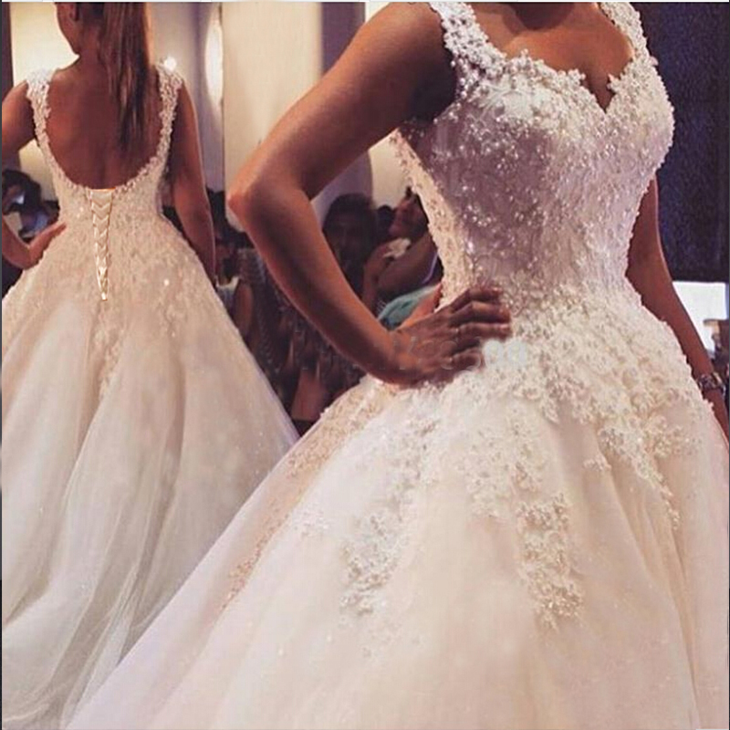 ZJ9076 White Ivory Pearls Sweetheart Bride Dresses Wedding Gown Princess Girl lace for Women Boho formal plus size 2-26W