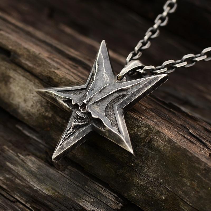 Pendant Necklaces SECRET BOYS Vintage Thai Silver Male Punk Style Fashion Five-pointed Star Necklace
Pendant Necklaces SECRET BOYS Vintage Thai Silver Male Punk Style Fashion Five-pointed Star Necklace