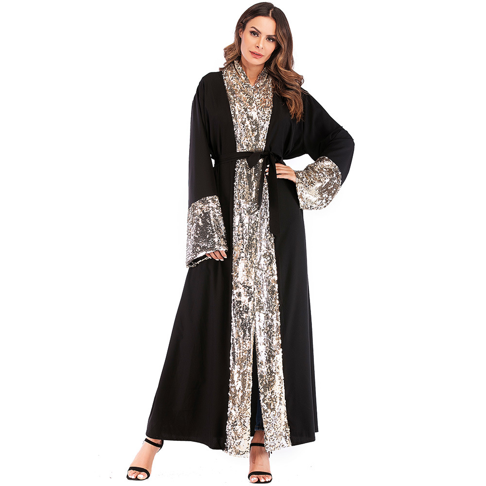 Muslim Abaya Women Middle East Sequins Abayas Dubai Kimono Caftan Long Robes Lace-up kaftan Jubah Hijab Dress Islamic Clothing
Muslim Abaya Women Middle East Sequins Abayas Dubai Kimono Caftan Long Robes Lace-up kaftan Jubah Hijab Dress Islamic Clothing