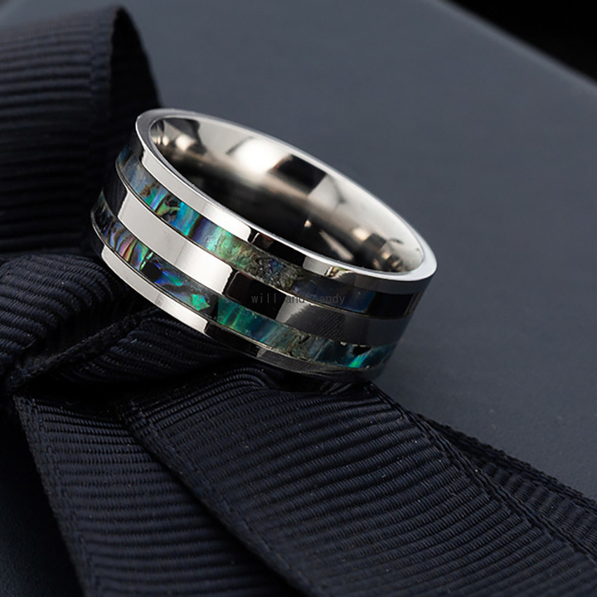 Stainless Colorful Shell Steel Ring Band: Tarnish-Free Designer Jewelry Rings for Women and Men 4 s