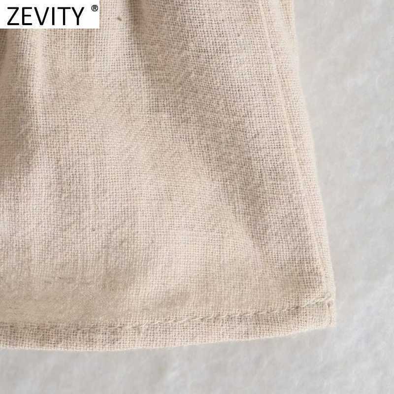 Zevity Women O Neck Elastic Short Smock Blouse French Female Sexy Backless Cross Lace Up Ruffles Shirt Chic Crop Tops LS9273 210603