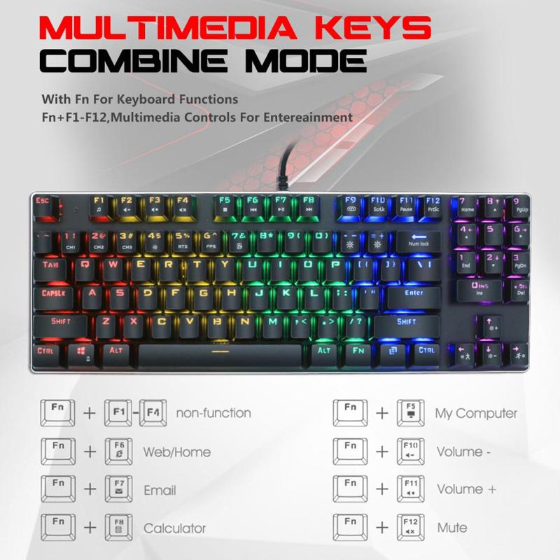 Keyboards Mechanical Gaming Keyboard With RGB Light Effects 89-Keys Wired Switches For Windows PC
Keyboards Mechanical Gaming Keyboard With RGB Light Effects 89-Keys Wired Switches For Windows PC