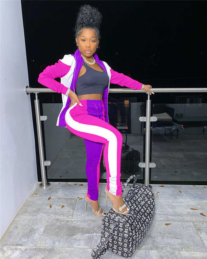 fall winter clothing women tracksuits jogger suit long sleeve outfits jacketpants panelled two piece set plus size s2xl sports suits