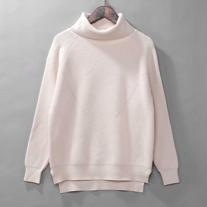 casual oversize thick Autumn Winter turtleneck Sweater Pullover Women Long Sleeve chic Basic female loose Knitted Sweaters 211011Z