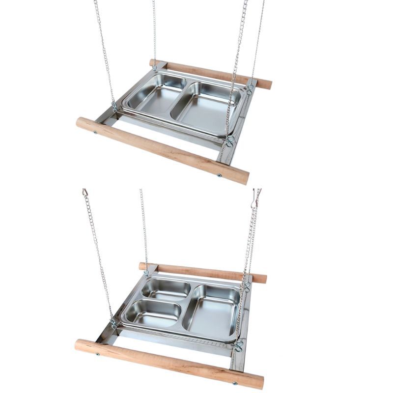 Knoping Rvs Bird Feeder Cup Papegaai Kooi Food Water Come Feeding dish