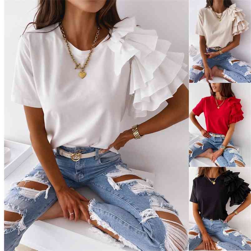 Fashion white red black Ruffles Summer T Shirt Korean Japan Women Streetwear Casual Short Sleeve op ees Ladies Shirts Young 210708, Khaki
Fashion white red black Ruffles Summer T Shirt Korean Japan Women Streetwear Casual Short Sleeve op ees Ladies Shirts Young 210708, Khaki