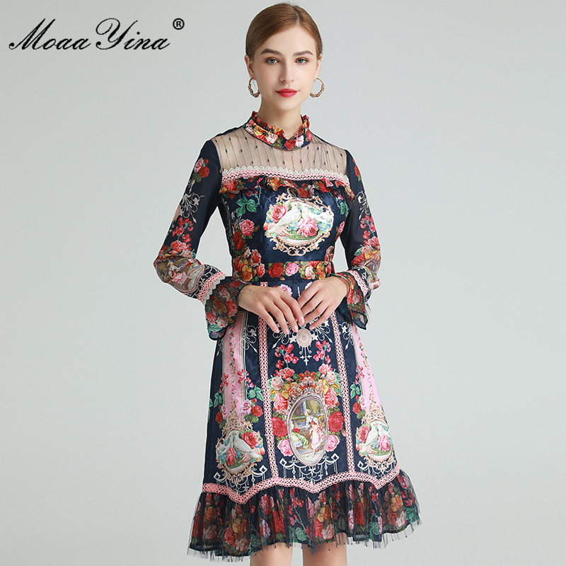 Fashion Designer dress Spring Women' Dress Long sleeve Lace Vintage Floral-Print Elegant Dresses 210524, Multi
Fashion Designer dress Spring Women' Dress Long sleeve Lace Vintage Floral-Print Elegant Dresses 210524, Multi