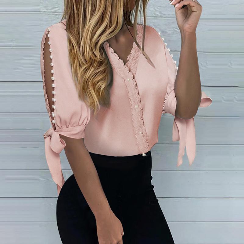 Women's Blouses & Shirts 2021 Summer Ladies Sexy V Neck Beaded Lace Half Sleeve Shirt Casual Top T-shirt Daily Wear, White
Women's Blouses & Shirts 2021 Summer Ladies Sexy V Neck Beaded Lace Half Sleeve Shirt Casual Top T-shirt Daily Wear, White