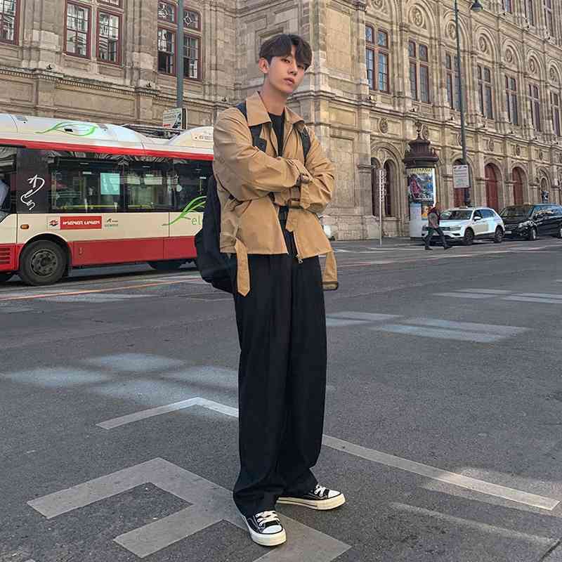 IEFB /men's wear spring jacket Korean style trendy handsome vintage high street zipper short coat male loose 9Y3457 210524