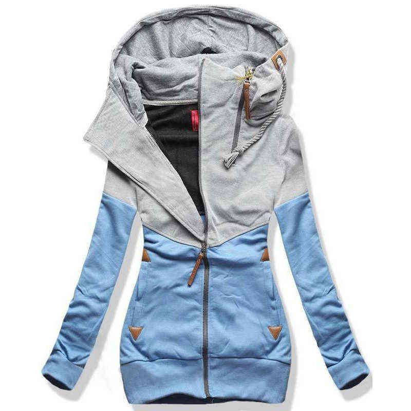 SURMIITRO Spring Women Jacket Fashion Autumn Winter Pink Blue Hooded Sweatshirt Zipper Hoodies Coat Female Sweat Polerones 211108