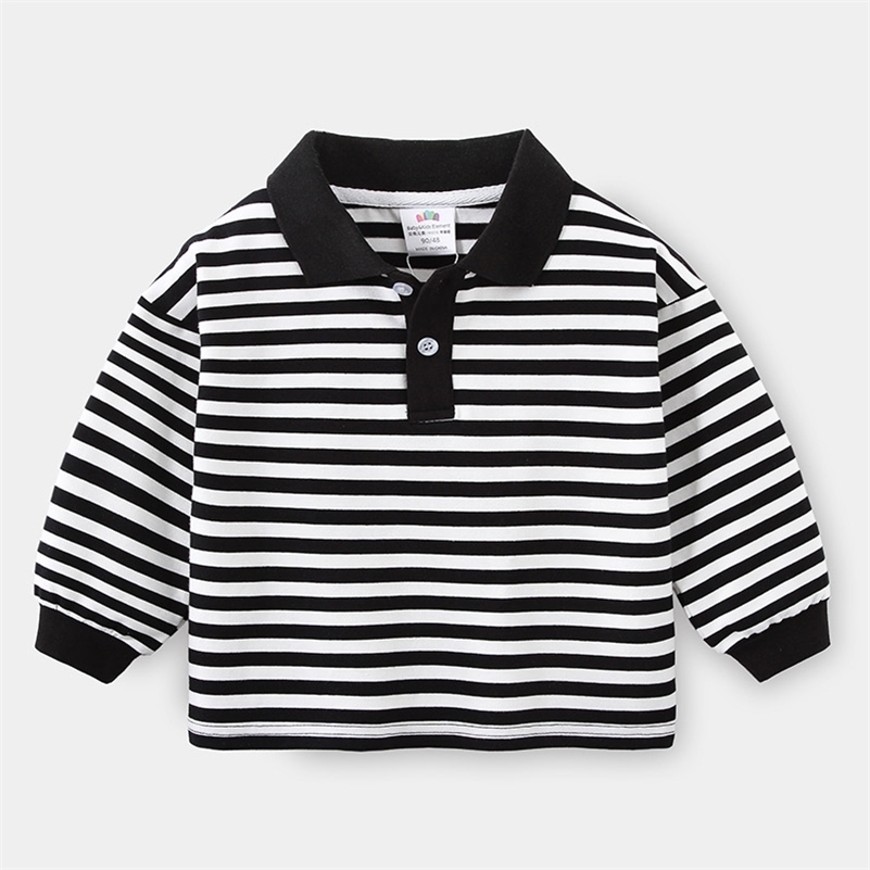 Spring Autumn 2 3 4 5 6 7 8 10 Years School Children Cotton Turn-Down Collar White Black Striped T-shirt For Baby Kids Boys 210701
Spring Autumn 2 3 4 5 6 7 8 10 Years School Children Cotton Turn-Down Collar White Black Striped T-shirt For Baby Kids Boys 210701