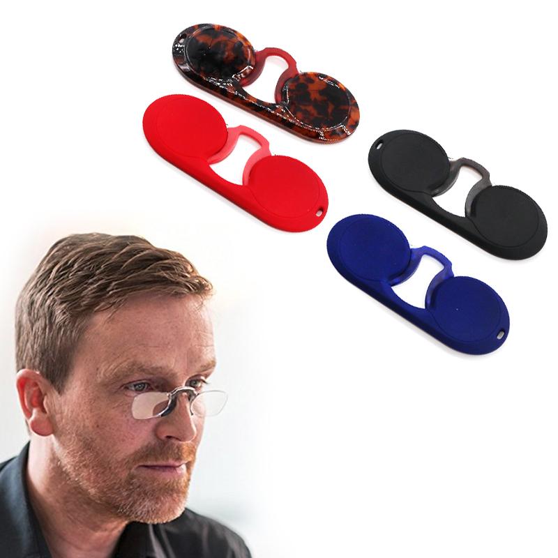 Sunglasses Portable Silicone Nose Clip Pocket Reading Glasses Men Women Mini Keychain Magnifying Presbyopic Rimless Readers Spectacles