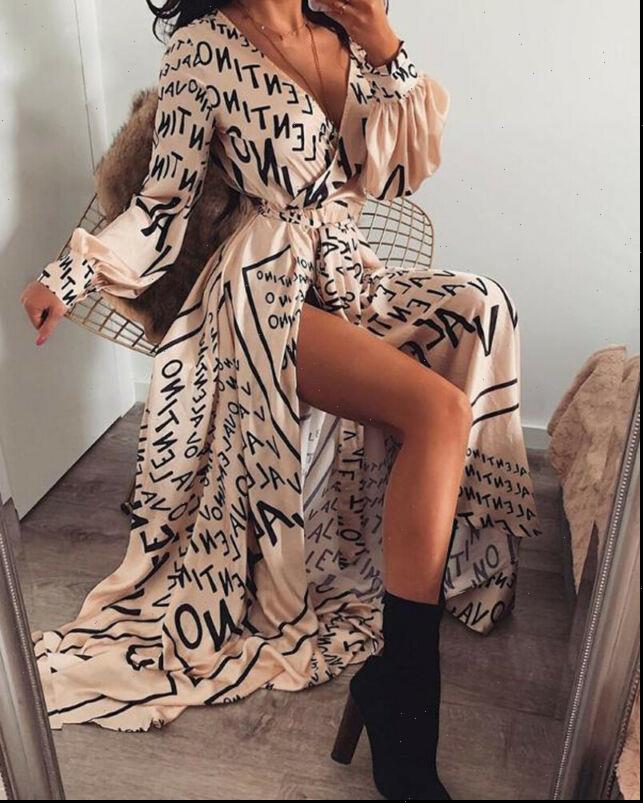 womens dress women printed maxi boho long sleeve v neck letter printing split empire evening party beach dresses, Black;gray
womens dress women printed maxi boho long sleeve v neck letter printing split empire evening party beach dresses, Black;gray