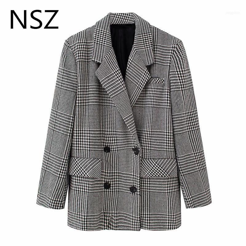 Women' Suits & Blazers NSZ Women Black And White Classic Oversized Houndstooth Tweed Blazer Double Breasted Wool Blend Plaid Suit Jacket Wo
Women' Suits & Blazers NSZ Women Black And White Classic Oversized Houndstooth Tweed Blazer Double Breasted Wool Blend Plaid Suit Jacket Wo