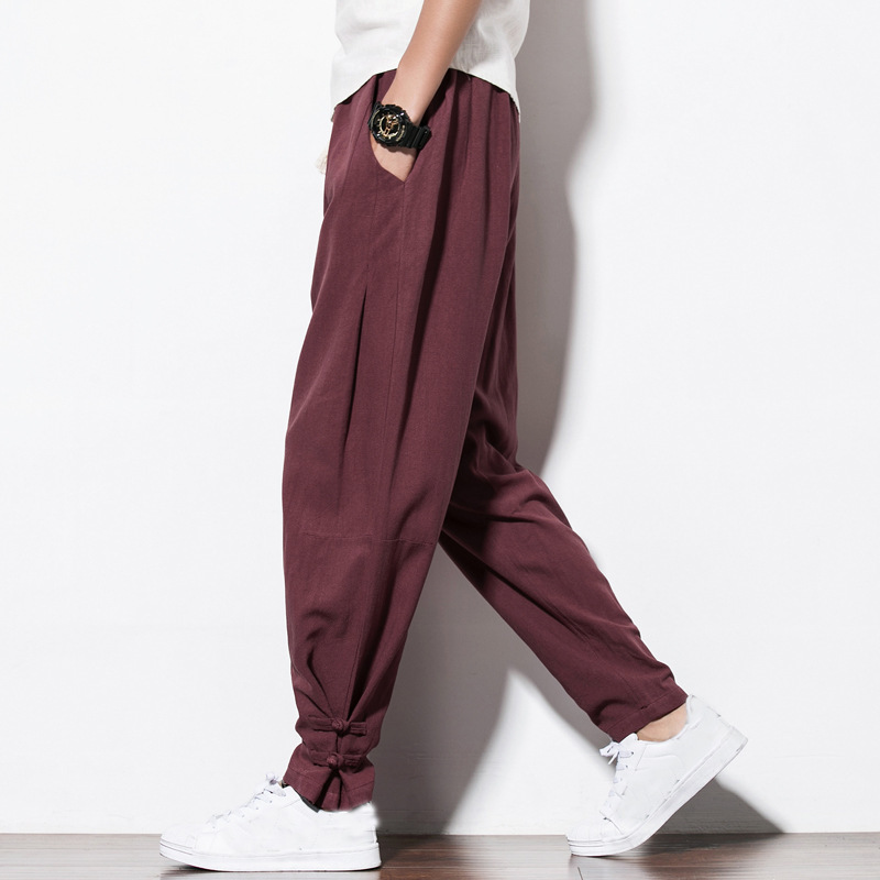 Chao Brand Men's Clothing Autumn and Winter New Chinese Style Linen Buckle Men's Casual Pants Large Harlan Long Pants Hair, Black
Chao Brand Men's Clothing Autumn and Winter New Chinese Style Linen Buckle Men's Casual Pants Large Harlan Long Pants Hair, Black