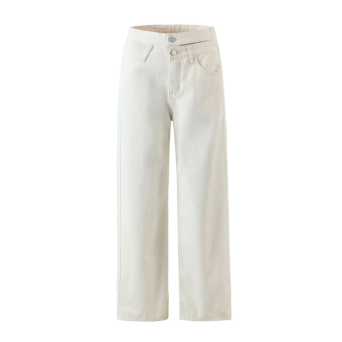 Spring Hollow Out Double High Waist Jeans for Women Mum Denim Pants Street Casual Wide Leg Long Trousers 210429